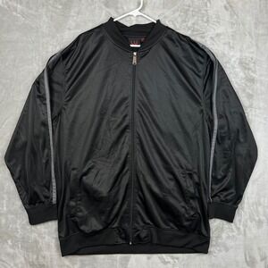 Lineauomo Mens 5XL Track Jacket Black Grey Striped Full Zip Bomber Activewear